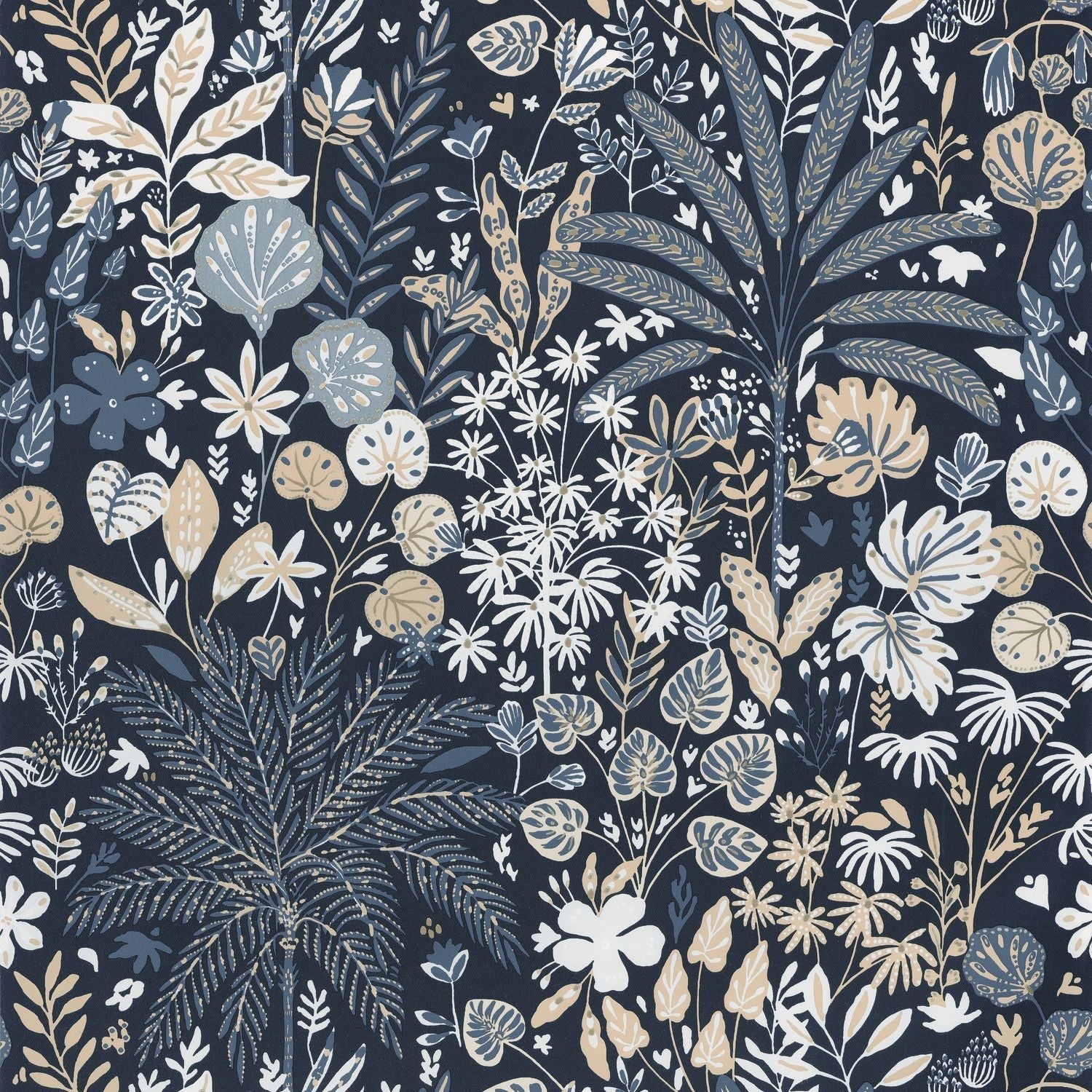 Hygge Hope Wallpaper - Bleu Nuit/ Beige - Caselio - 100596913