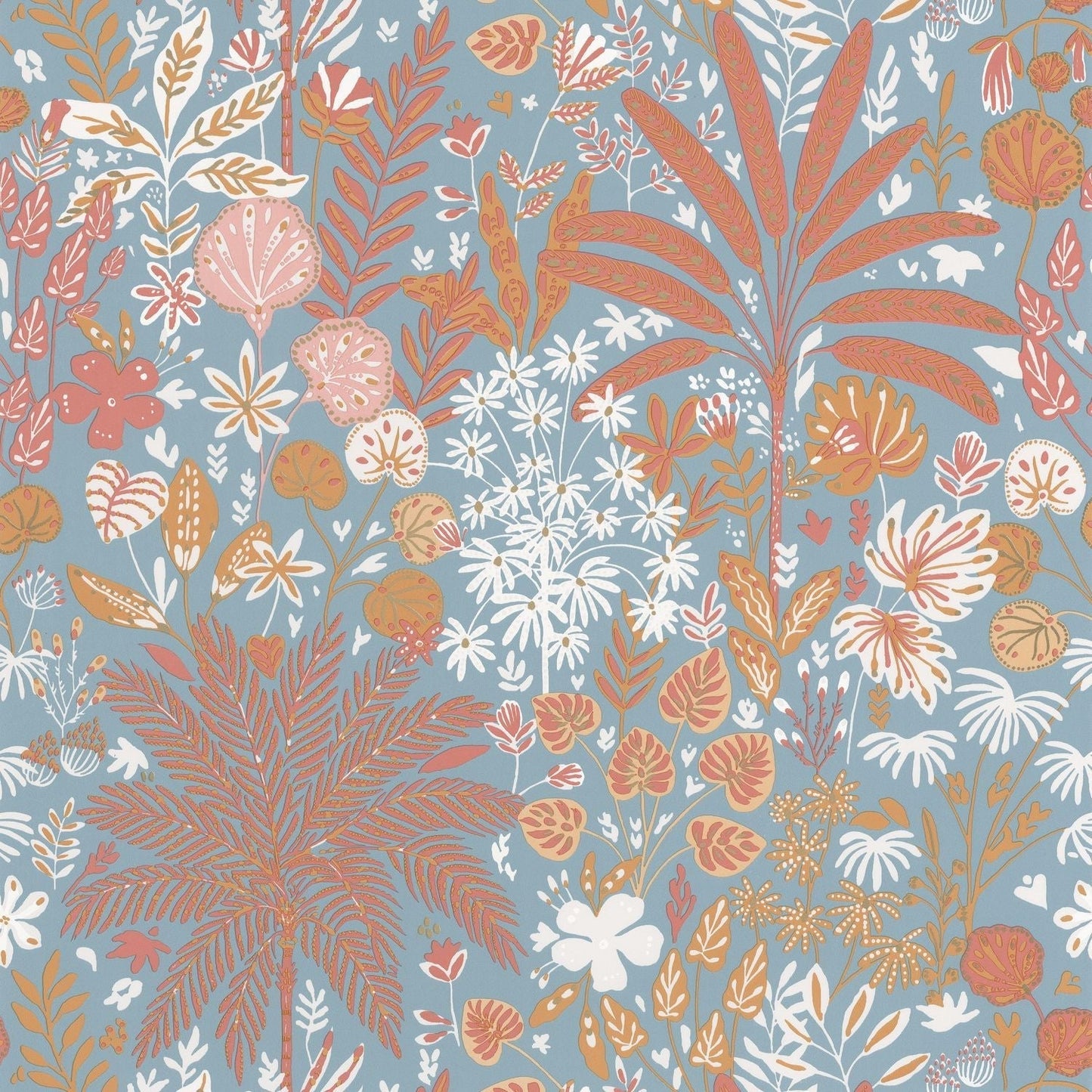 Hygge Hope Wallpaper - Bleu Celeste/ Ocre - Caselio - 100596524