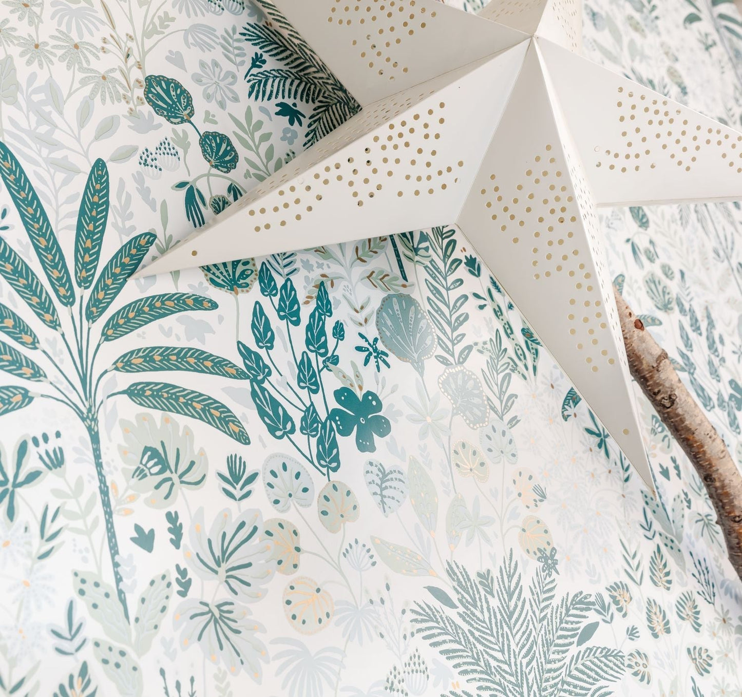 Hygge Hope Wallpaper - Vert D'eau/ Blanc - Caselio - 100597128