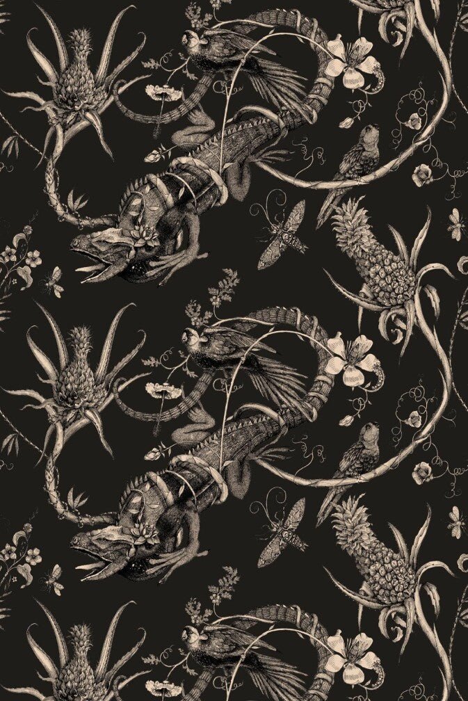 Iguana Superwide Wallpaper - Bronze on Brown - Timorous Beasties - SWP/IGU/BRO/06 - Premier Wallcovering