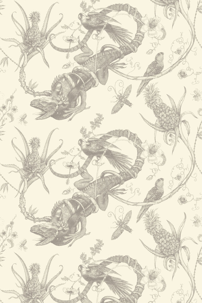 Iguana Superwide Wallpaper - Grey on Ivory - Timorous Beasties - SWP/IGU/IVY/03 - Premier Wallcovering