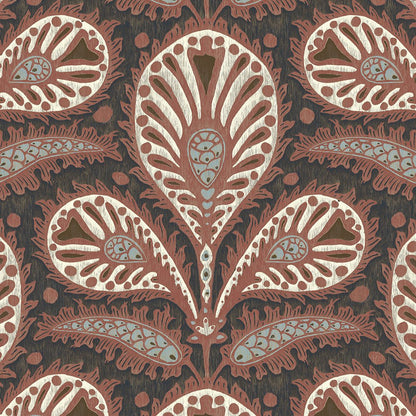 Ikat Clover Wallpaper - Red and Ink - Josephine Munsey - JMW-103401 - Premier Wallcovering