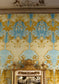 Ikat Damask Wallpaper Panels - Blues, Gold and White - Timorous Beasties - ROR/IKAT/MICA/04 - Premier Wallcovering