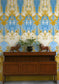 Ikat Damask Wallpaper Panels - Blues, Gold and White - Timorous Beasties - ROR/IKAT/MICA/04 - Premier Wallcovering