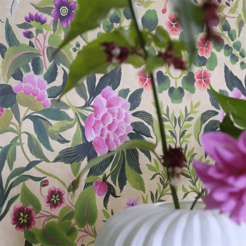 Ikebana Damask Wallpaper - Fuchsia - PDG1156/01 - Designers Guild