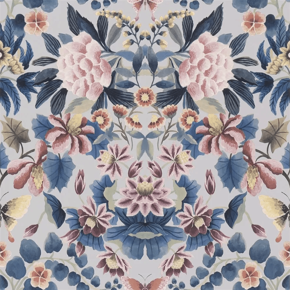 Ikebana Damask Wallpaper - Slate Blue - PDG1156/04 - Designers Guild