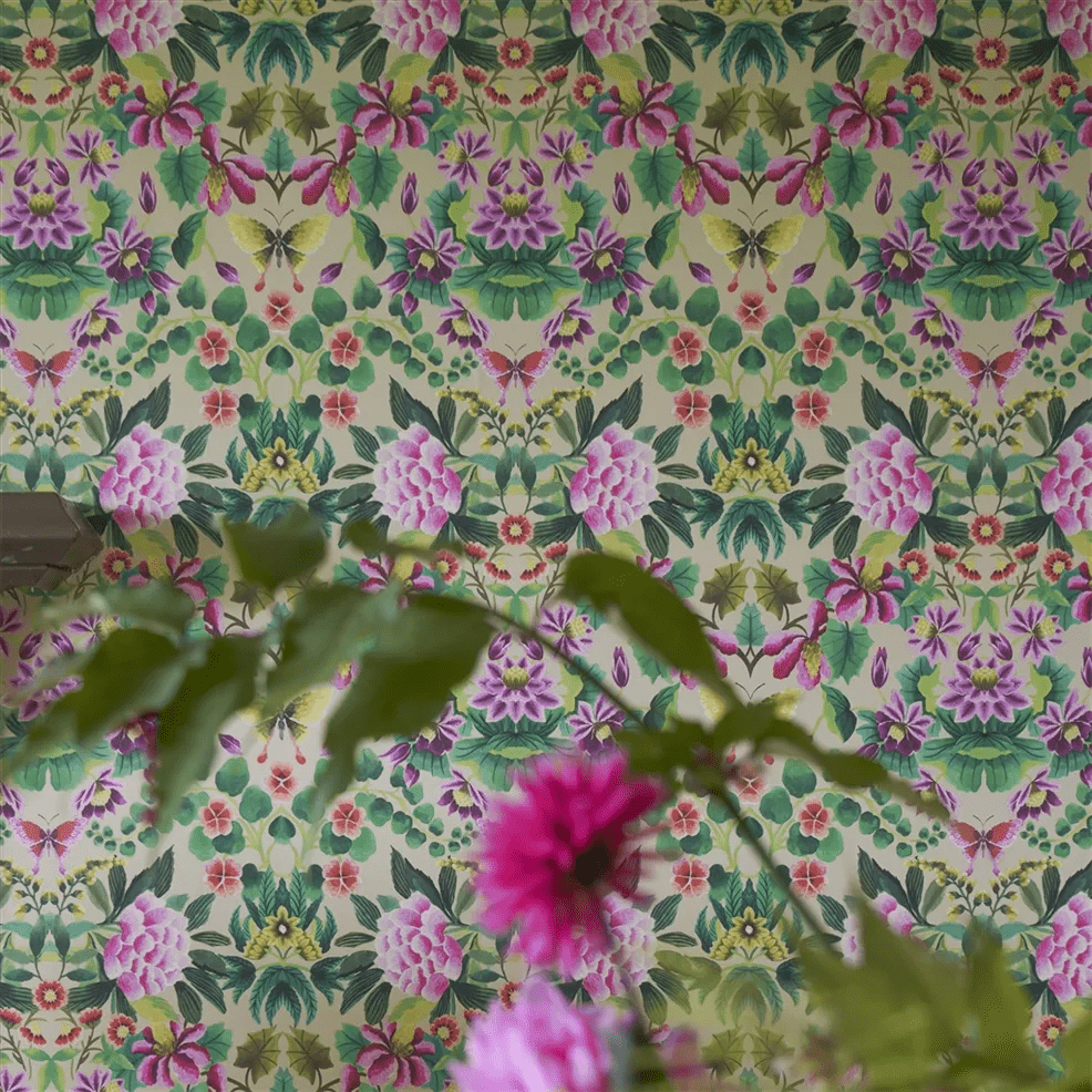Ikebana Damask Wallpaper - Fuchsia - PDG1156/01 - Designers Guild