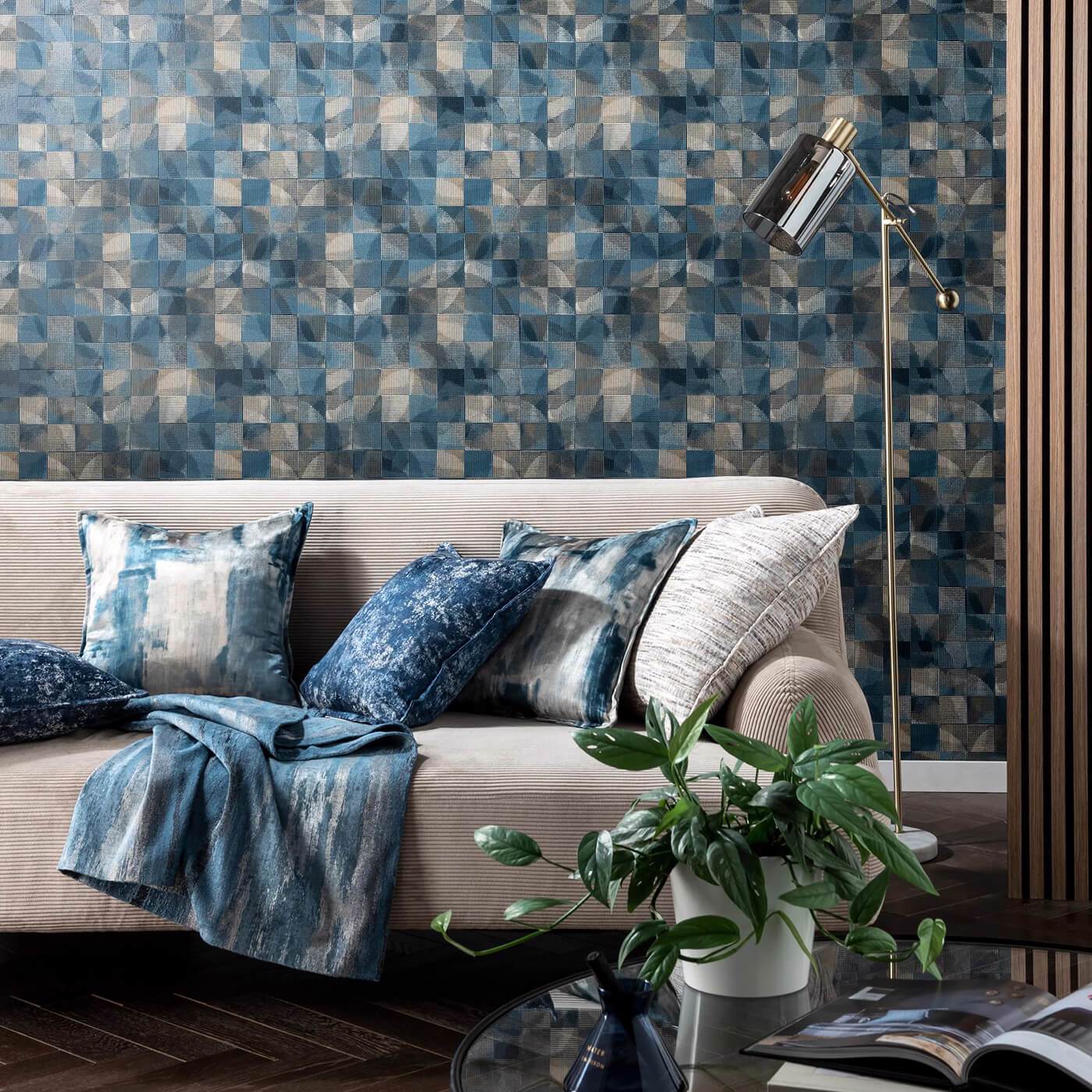 Impatto Wallpaper - Midnight - Clarke & Clarke - W0182/02 - Premier Wallcovering