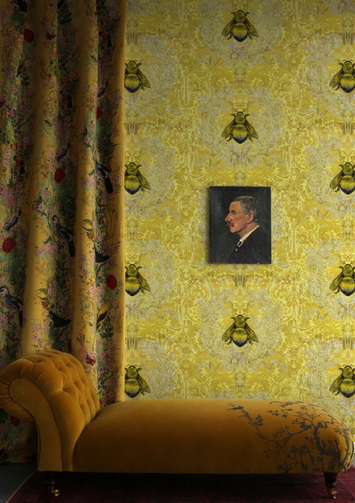 Imperial Apiary Wallpaper - Yellow - Timorous Beasties - TB/IMA/MICA/01 - Premier Wallcovering