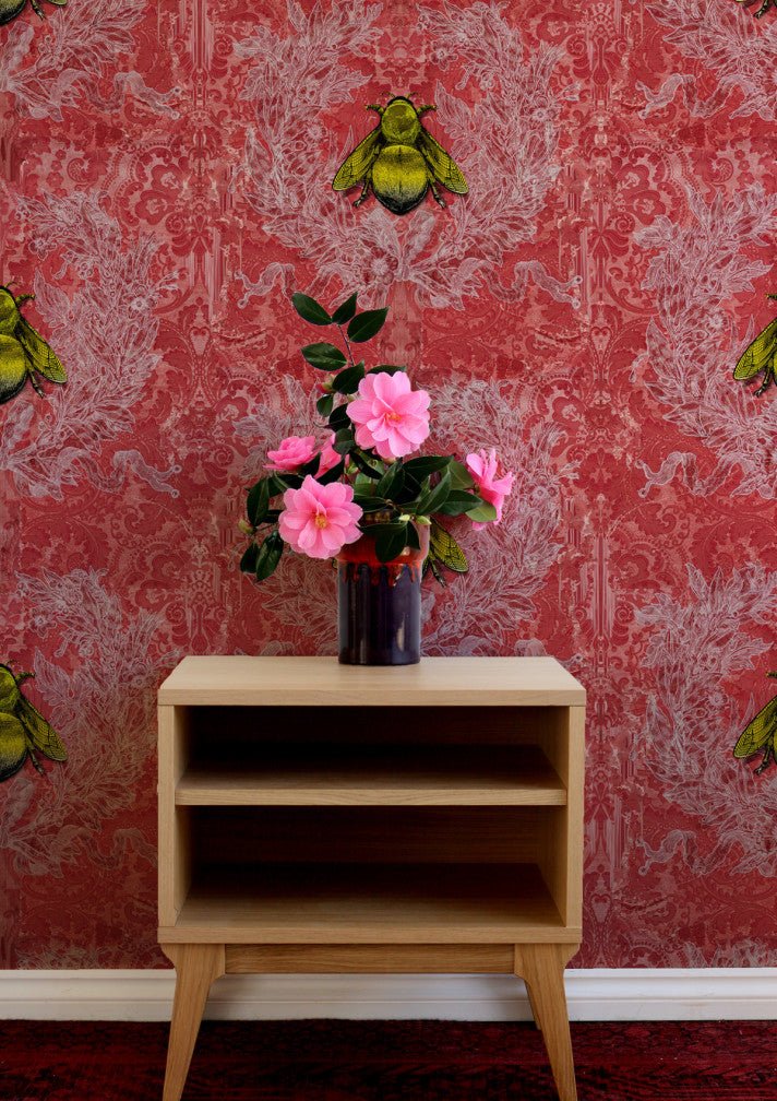 Imperial Apiary Wallpaper - Red - Timorous Beasties - TB/IMA/MICA/05 - Premier Wallcovering