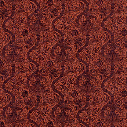 Indian Flock Velvet Fabric - Russet/Mulberry - Morris & Co - 236943 - Premier Wallcovering
