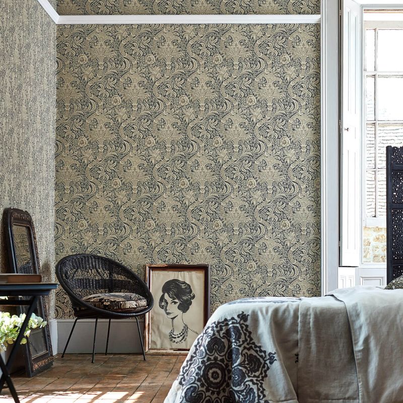 Indian Wallpaper - Charcoal/Nickel - Morris & Co - 216445 - Morris Wallpaper