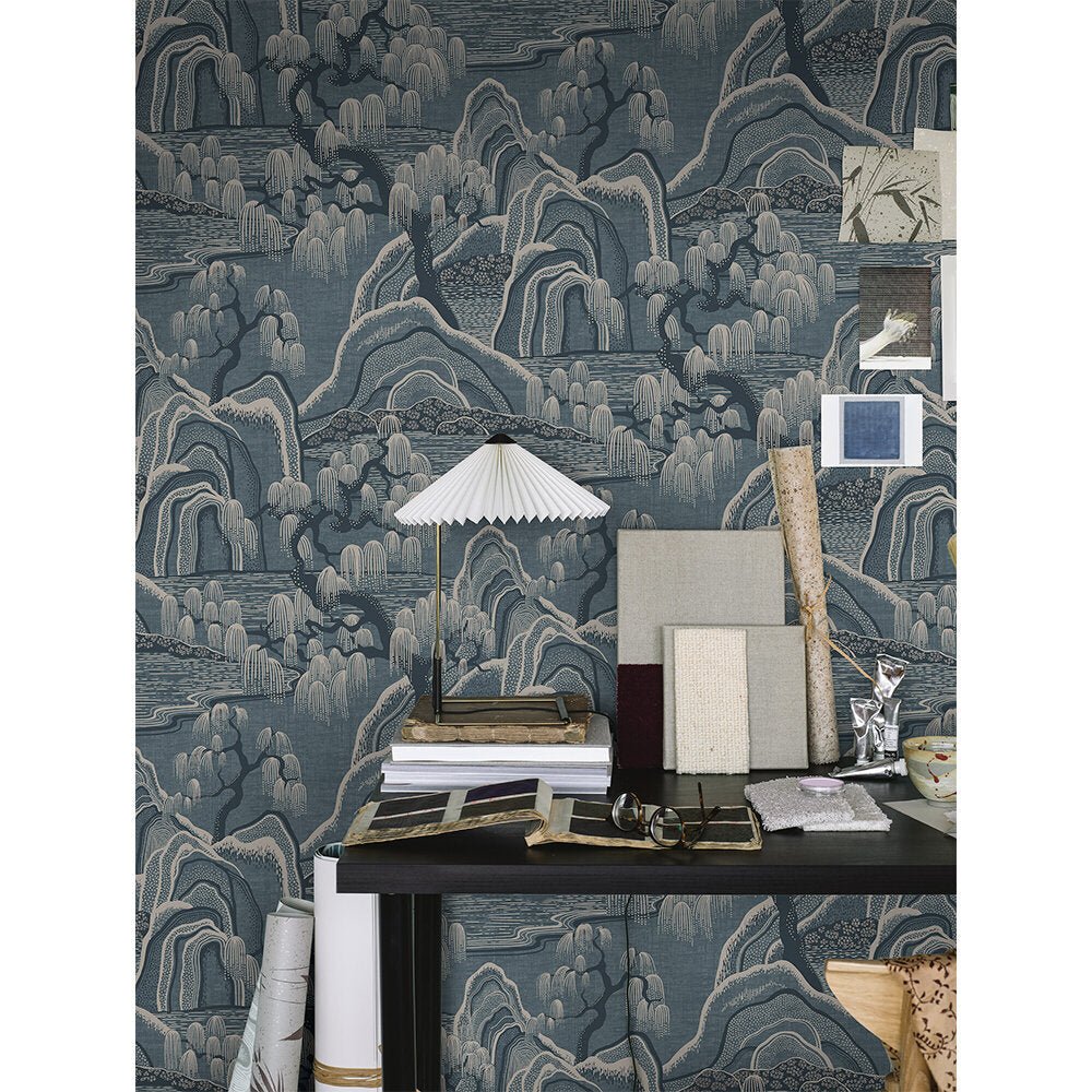 Indigo Garden Wallpaper - Blue and Beige - Boråstapeter - 3133 - Premier Wallcovering