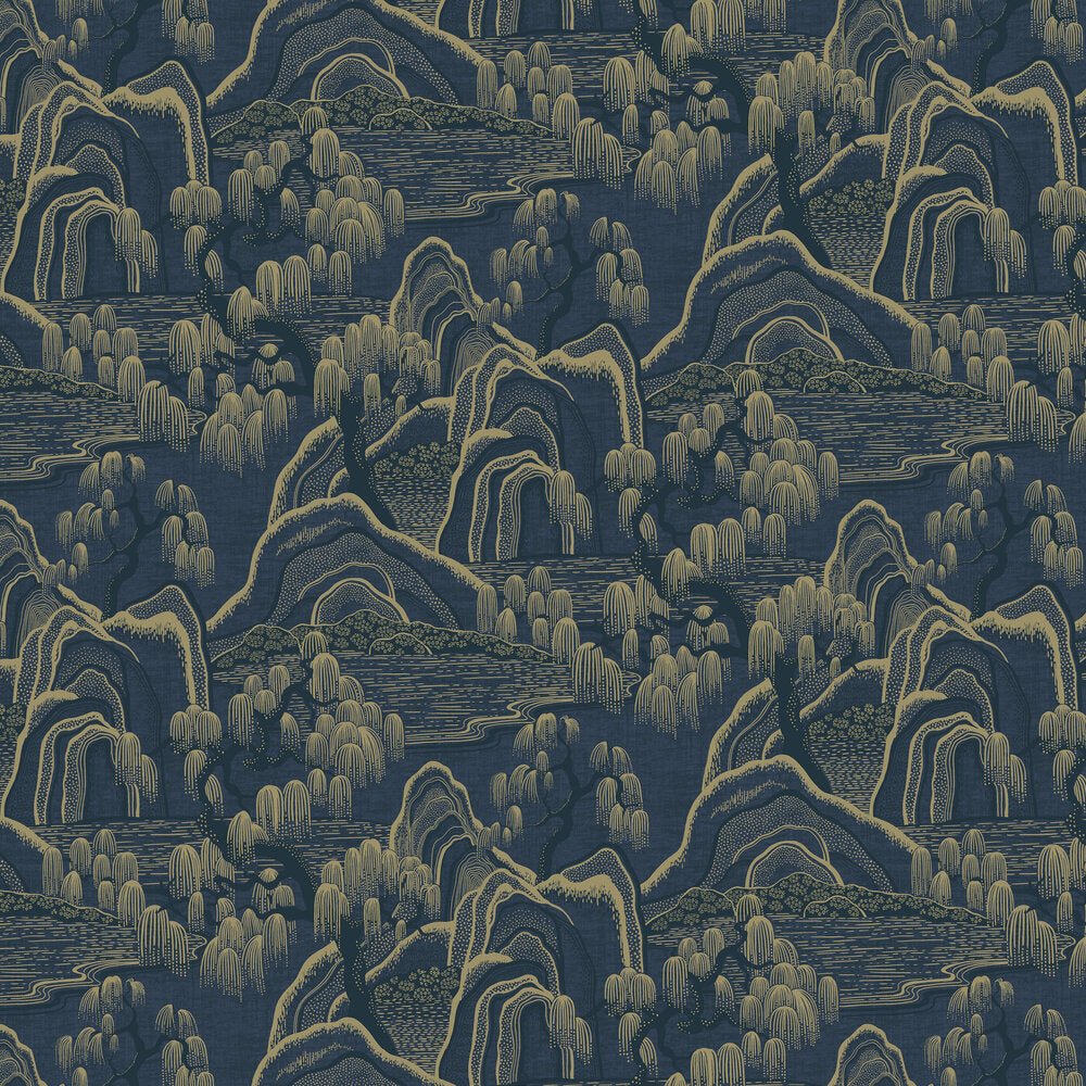 Indigo Garden Wallpaper - Indigo and Gold - Boråstapeter - 3132 - Premier Wallcovering