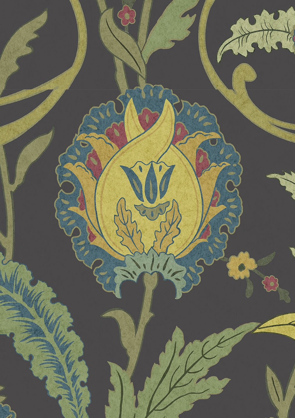 Ipek Damask Wallpaper - Black Gold - Lewis & Wood - Premier Wallcovering