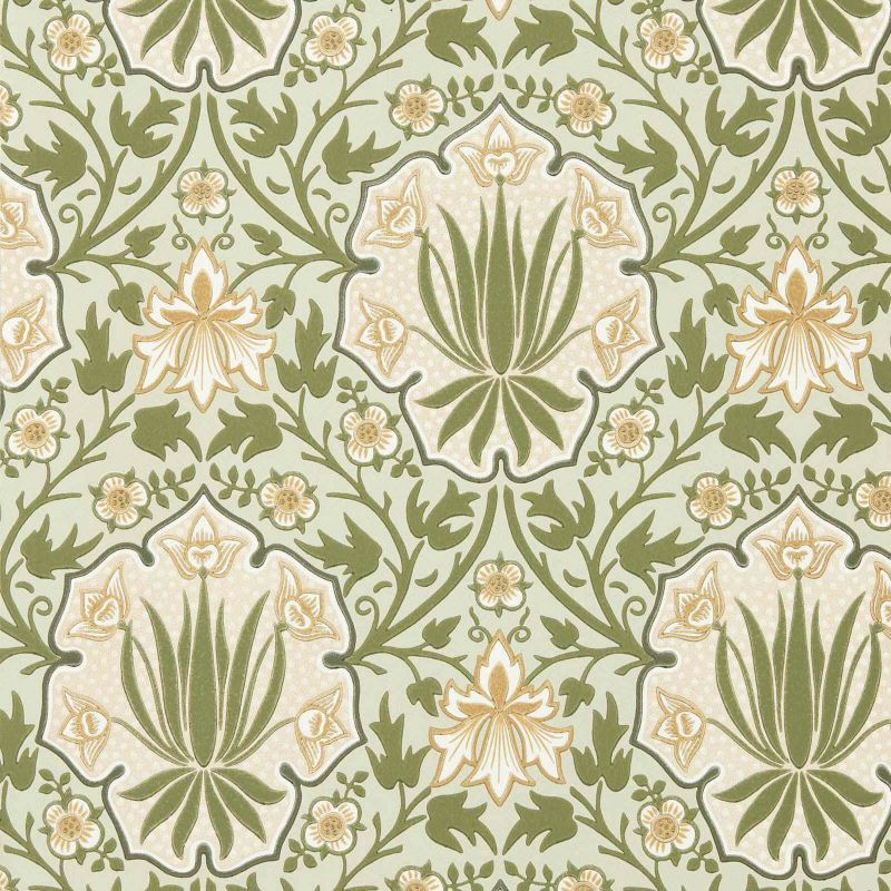 Iris & Rose Wallpaper - Bayleaf/Weld - Morris & Co - 217567 - Premier Wallcovering