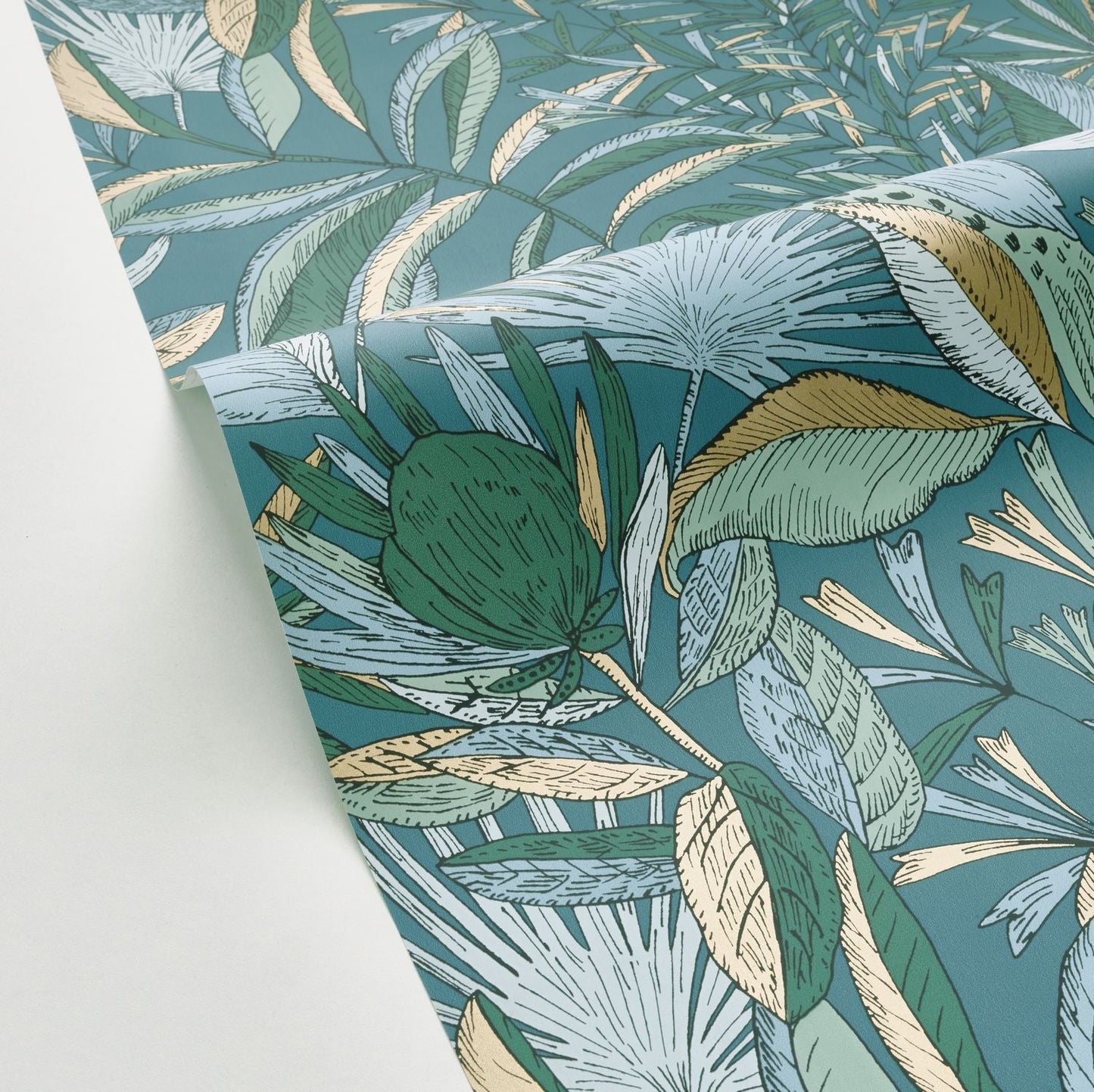 Jardin De Bel Air Wallpaper - Bleu Canard - Caselio - 103016749