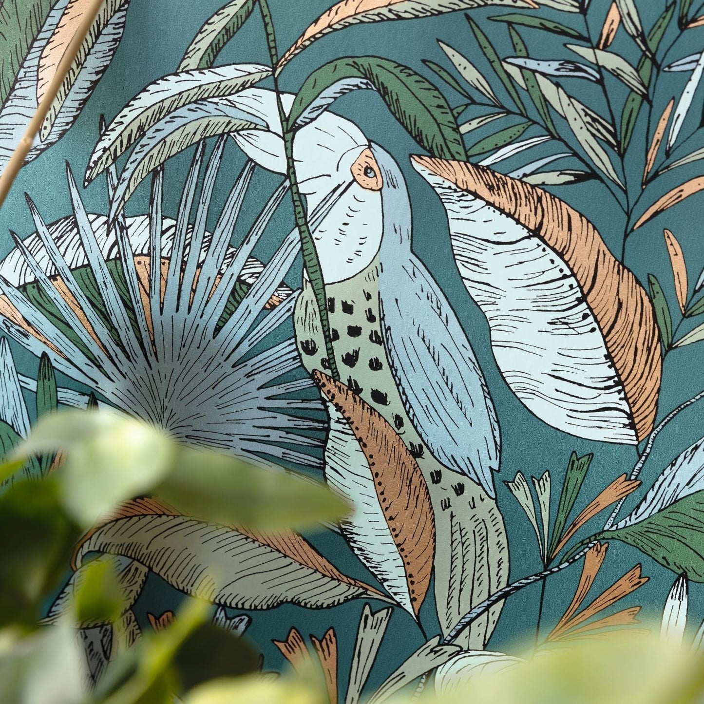 Jardin De Bel Air Wallpaper - Bleu Canard - Caselio - 103016749