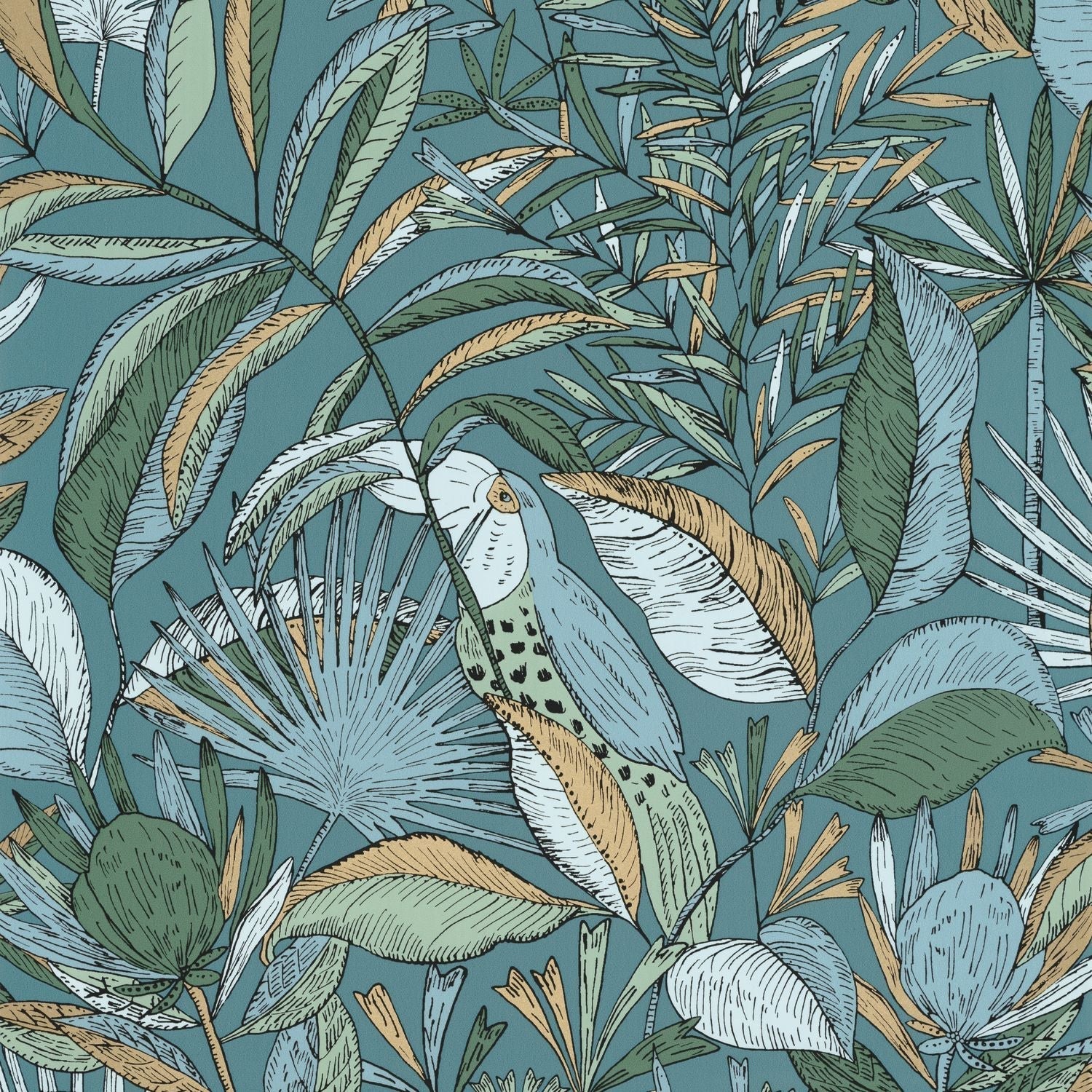 Jardin De Bel Air Wallpaper - Bleu Canard - Caselio - 103016749