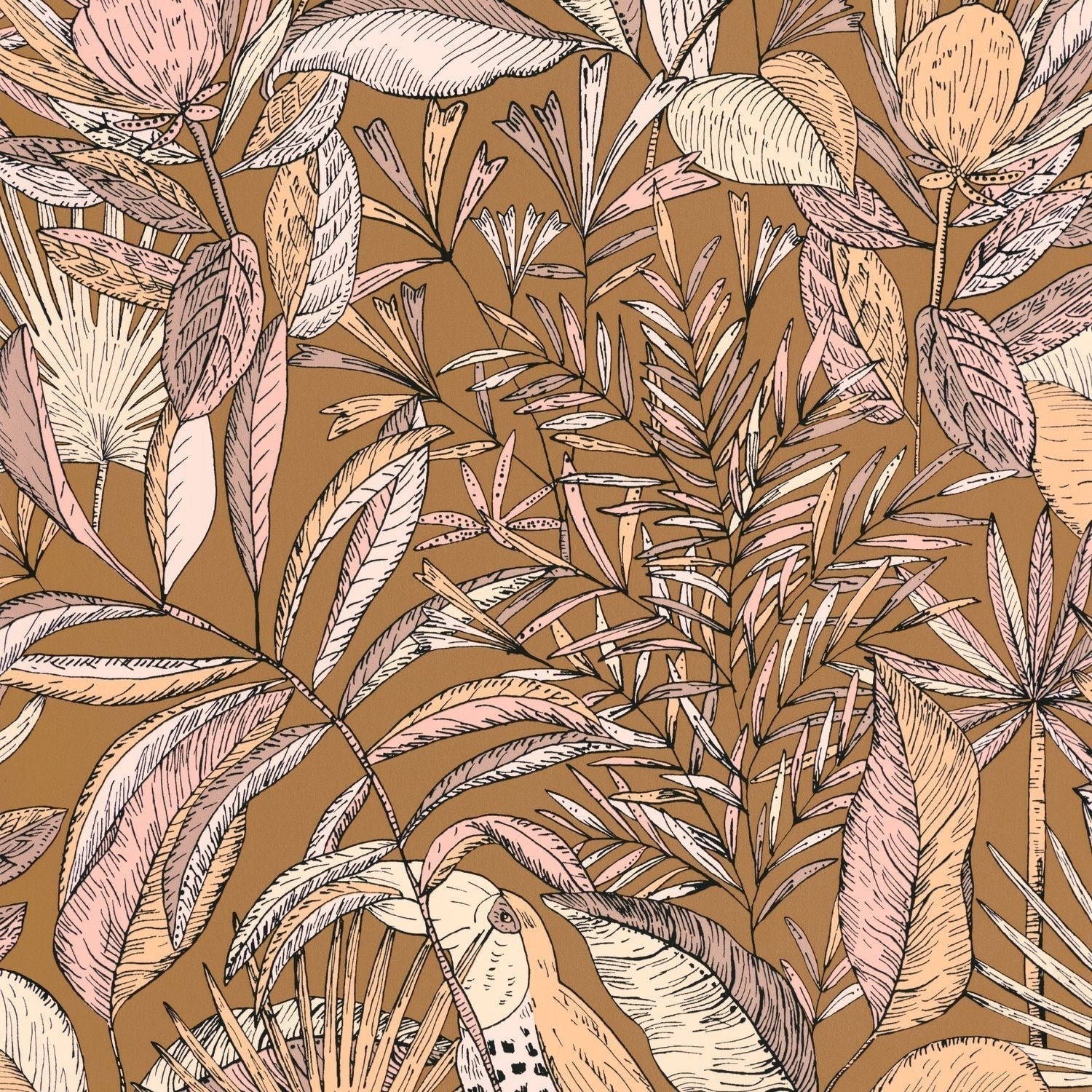 Jardin De Bel Air Wallpaper - Ocre Rose - Caselio - 103014269