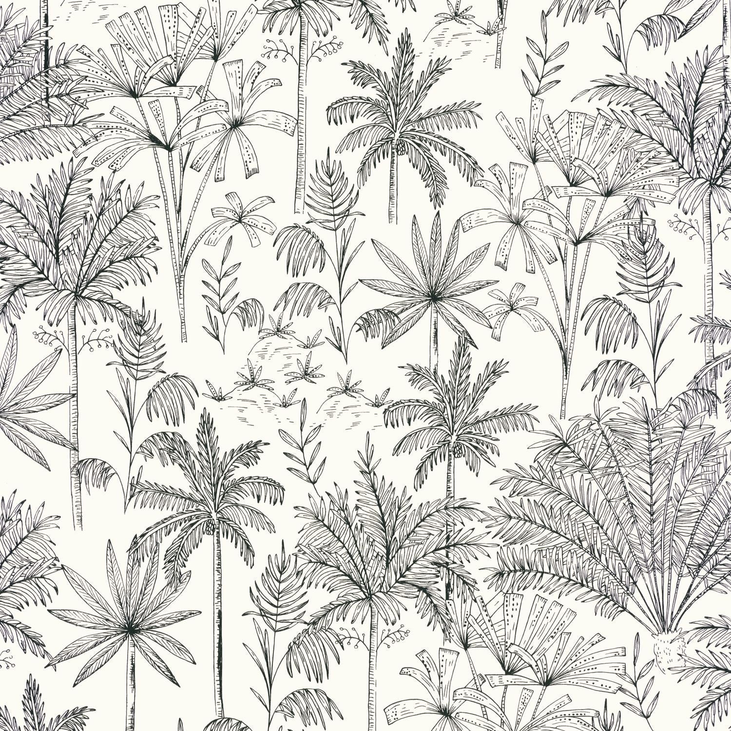 Jardin De Marrakech Wallpaper - Blanc Noir - Caselio - 103030911