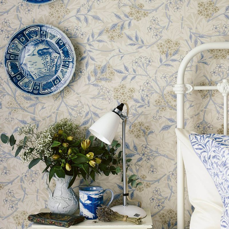 Jasmine Wallpaper - Ecru/Woad - 214724 - Morris & Co