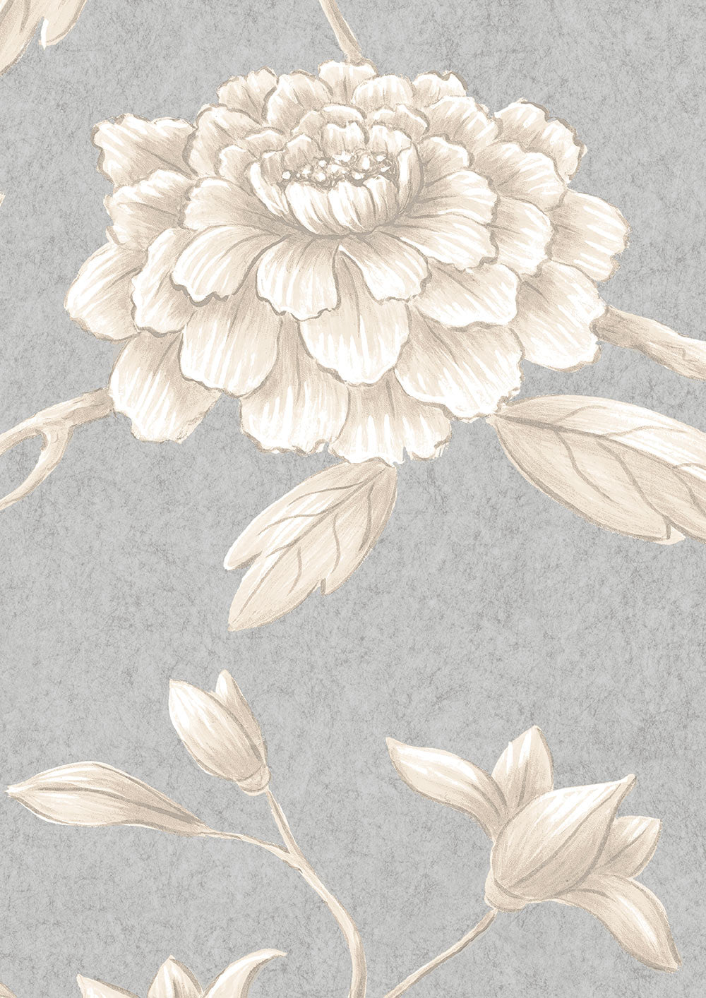 Jasper Peony Wallpaper - Smoke - Lewis & Wood - Premier Wallcovering