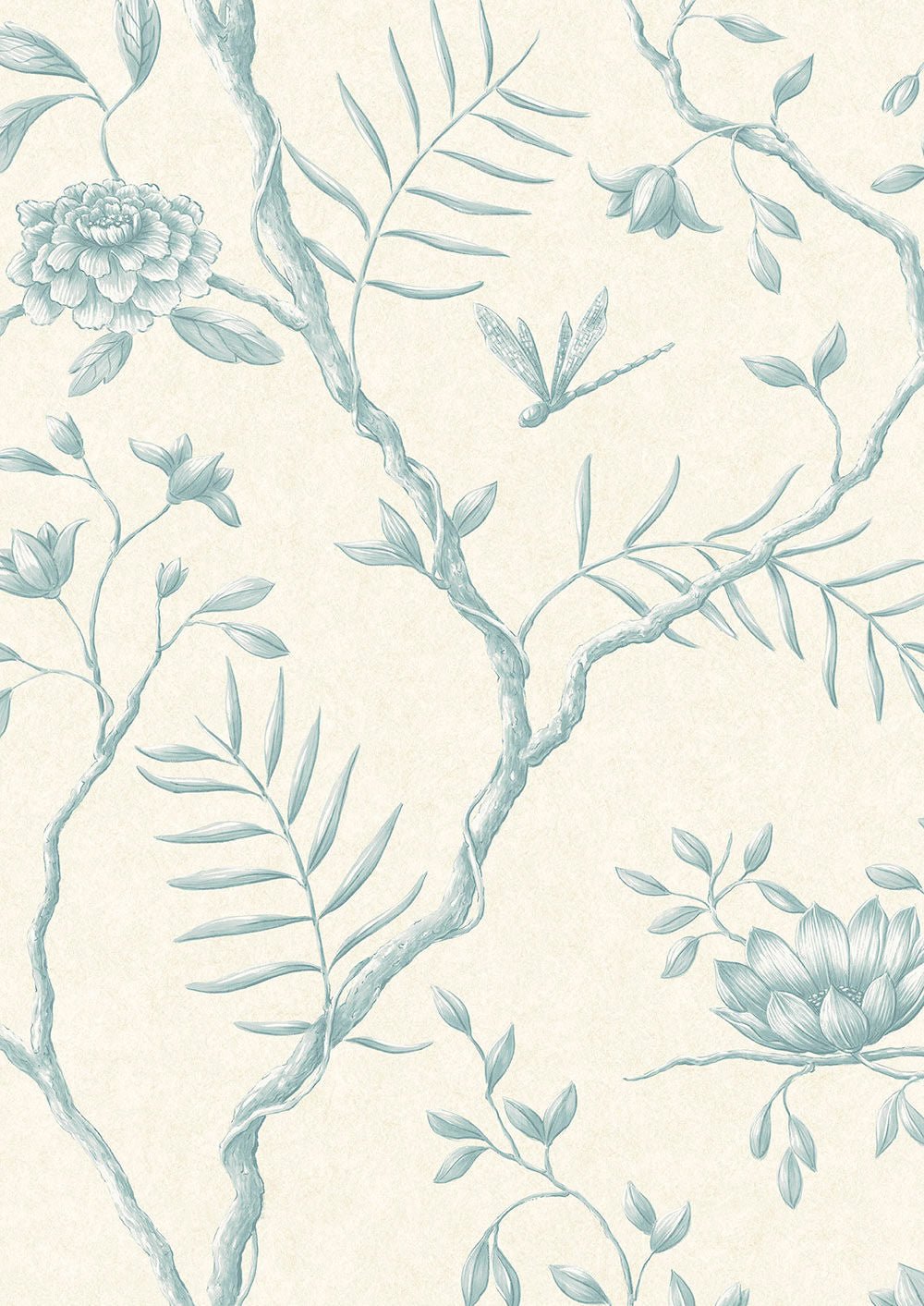 Jasper Peony Wallpaper - Aqua - Lewis & Wood - Premier Wallcovering