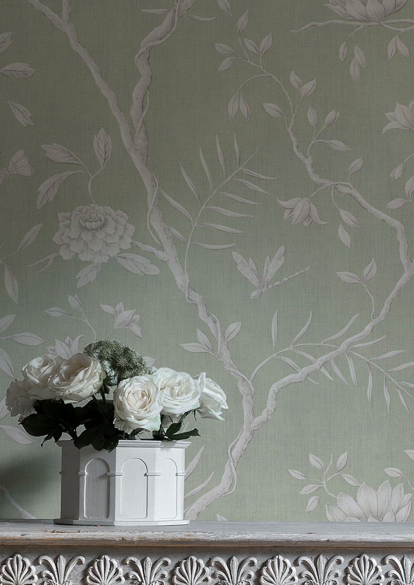 Jasper Peony Wallpaper - Eau de Nil - Lewis & Wood - Premier Wallcovering