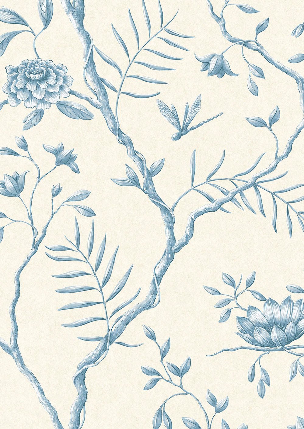 Jasper Peony Wallpaper - China Blue - Lewis & Wood - Premier Wallcovering
