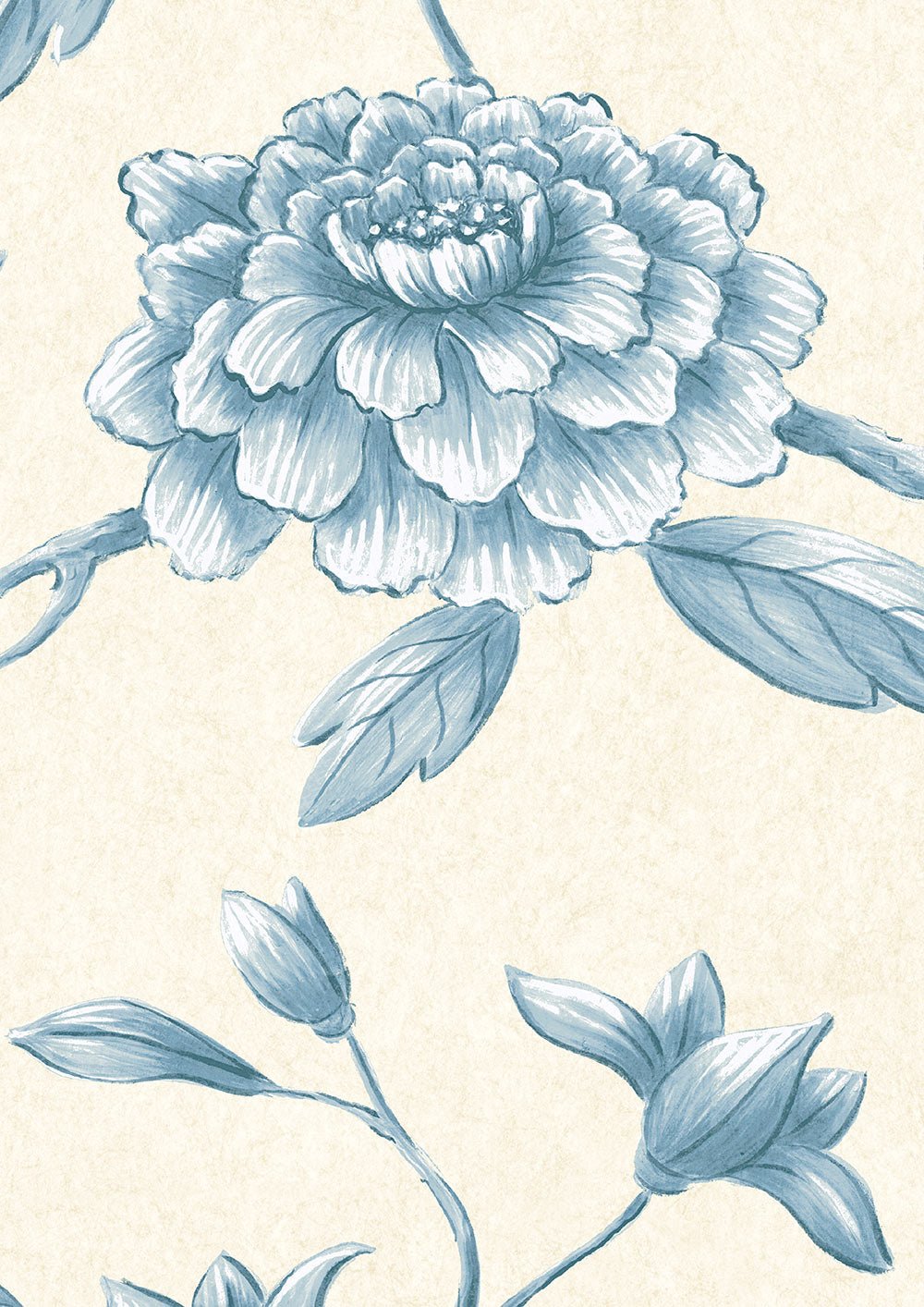 Jasper Peony Wallpaper - China Blue - Lewis & Wood - Premier Wallcovering