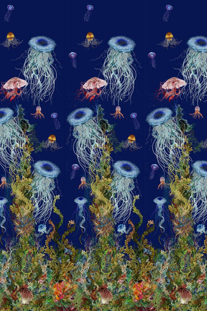 Jellyfish Wallpaper Panel - Blue - Timorous Beasties - SSC/JELF/BLU/PNL - Premier Wallcovering