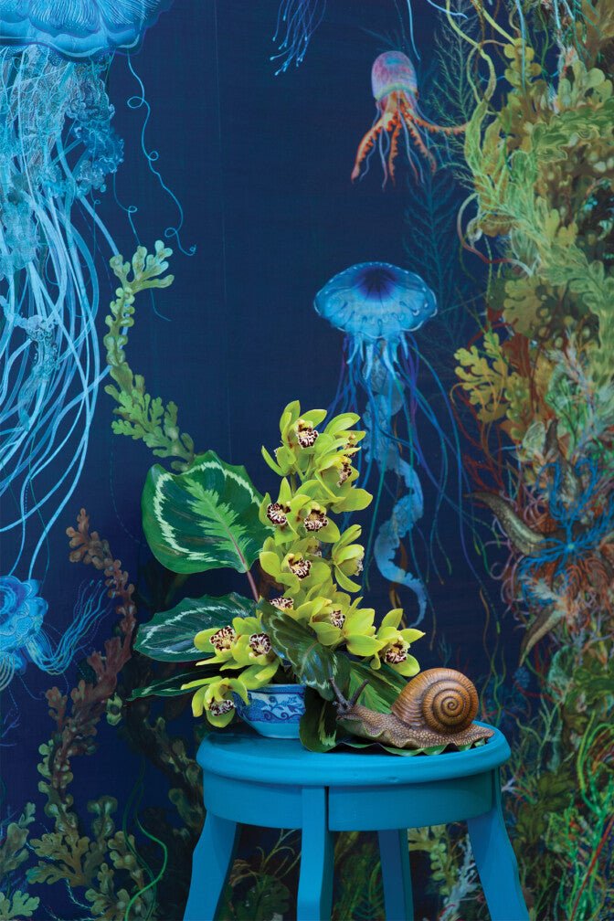 Jellyfish Wallpaper Panel - Blue - Timorous Beasties - SSC/JELF/BLU/PNL - Premier Wallcovering