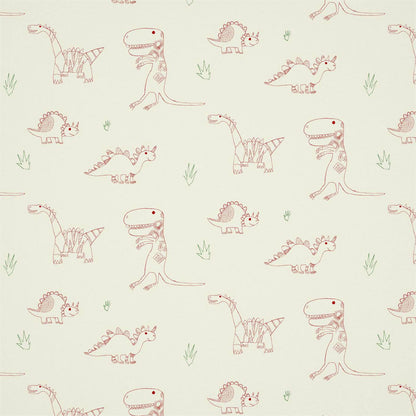 Jolly Jurassic Wallpaper - Strawberry Emerald & Neutral - HLTF112654 - Harlequin 