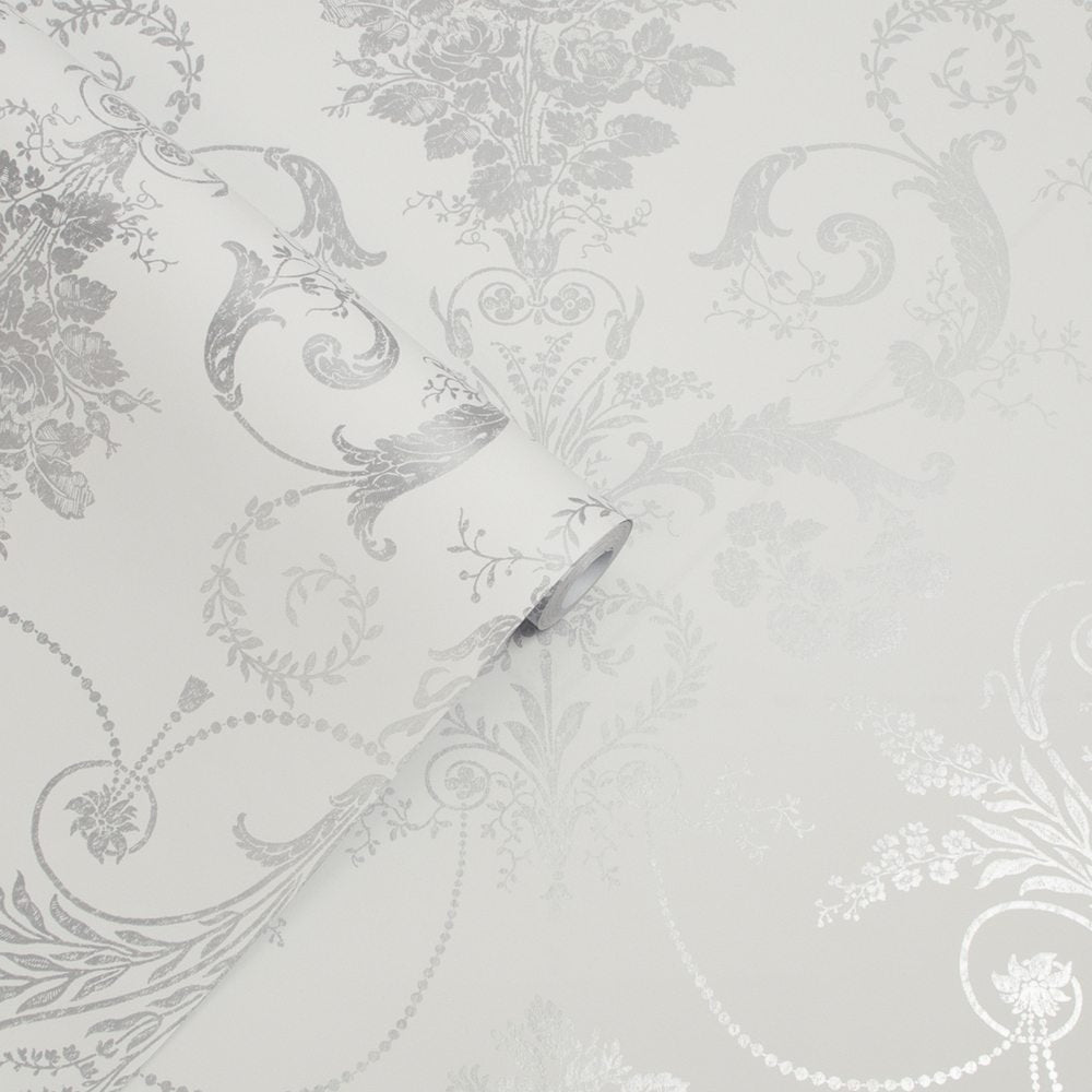Josette Wallpaper - Metallic Silver - Laura Ashley - 113379 - Premier Wallcovering