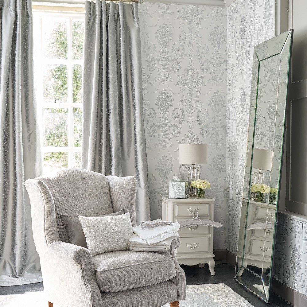 Josette Wallpaper - Metallic Silver - Laura Ashley - 113379 - Premier Wallcovering