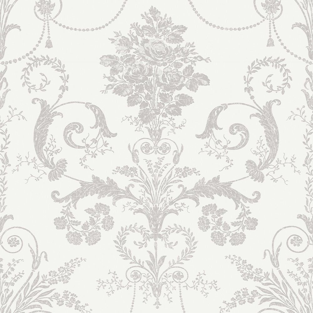 Josette Wallpaper - Dove Grey & White - Laura Ashley - 113385 - Premier Wallcovering
