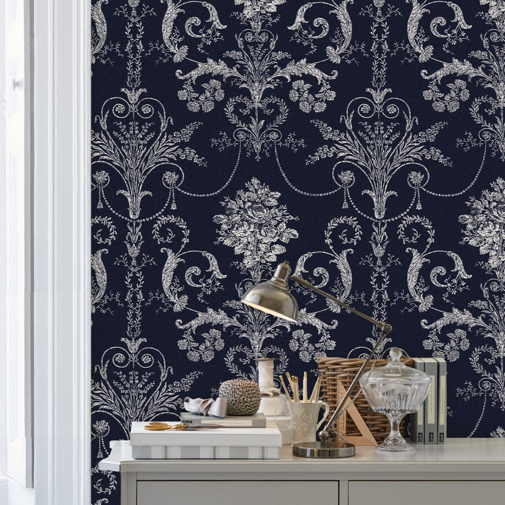Josette Wallpaper - Midnight - Laura Ashley - 113386 - Premier Wallcovering