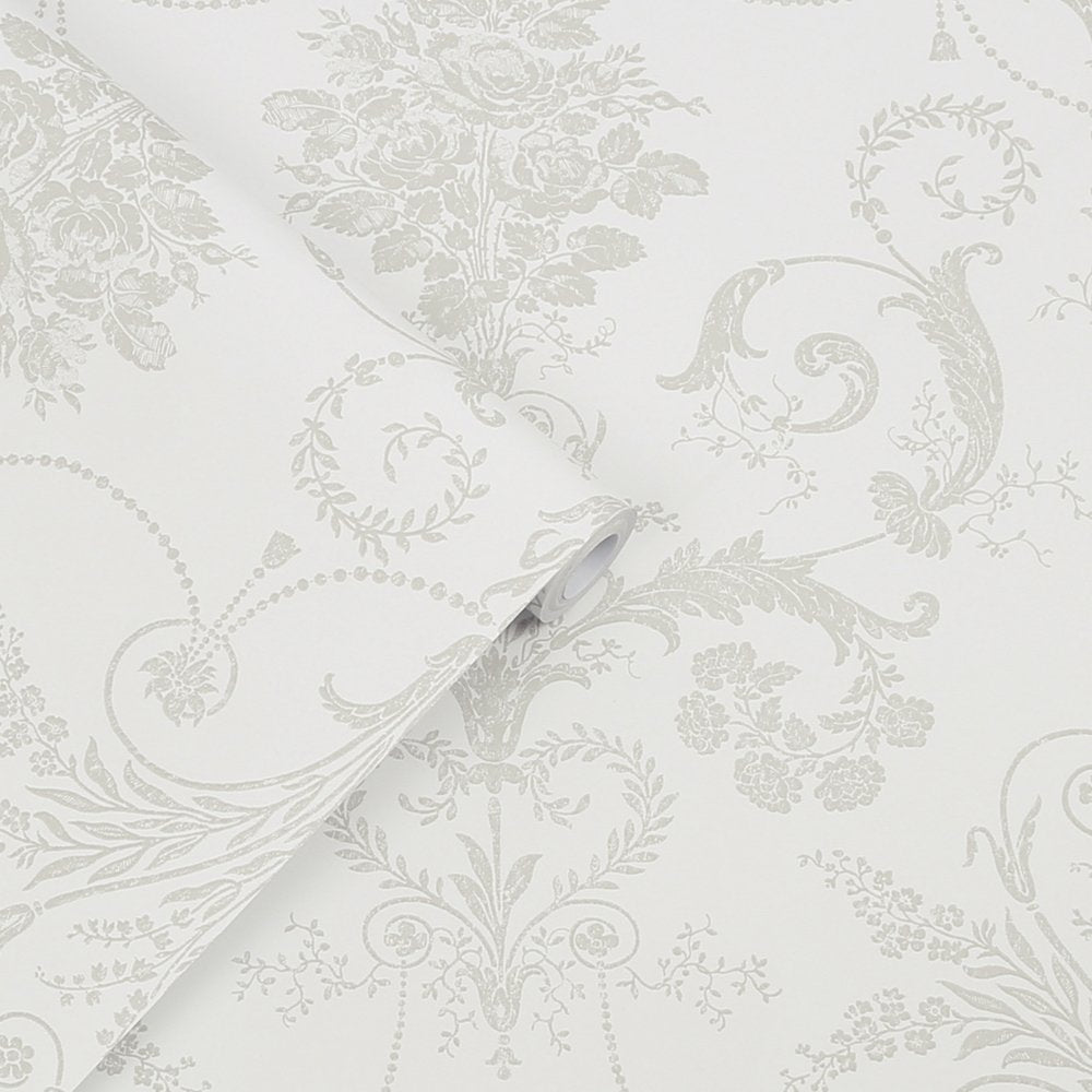 Josette Wallpaper - Dove Grey & White - Laura Ashley - 113385 - Premier Wallcovering