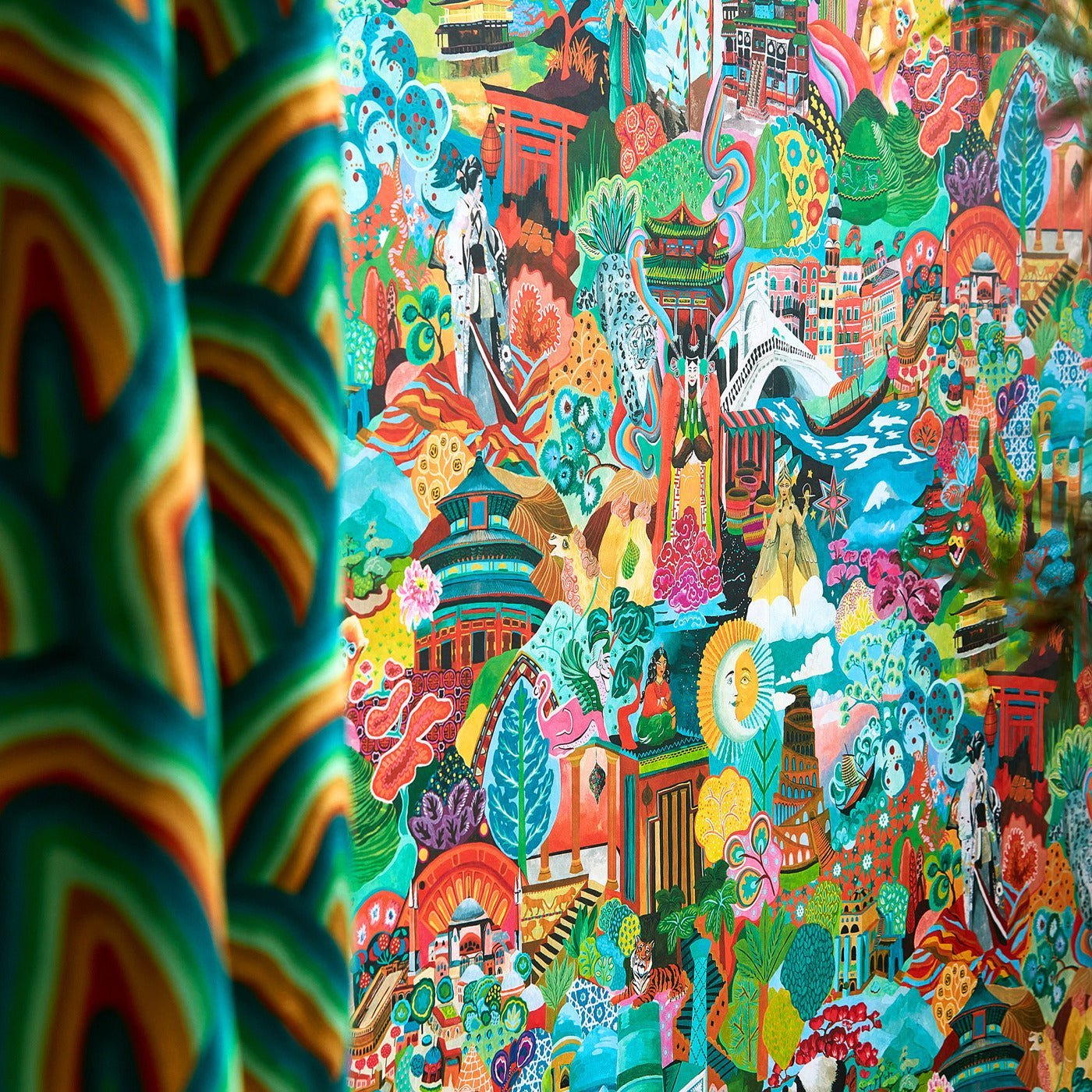 Journey of Discovery Wallpaper - Ionian/Harissa/Emerald - HQN3112919 - Harlequin - Premier Wallcovering