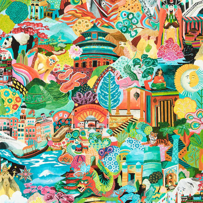 Journey of Discovery Wallpaper - Ionian/Harissa/Emerald - Harlequin - HQN3112919