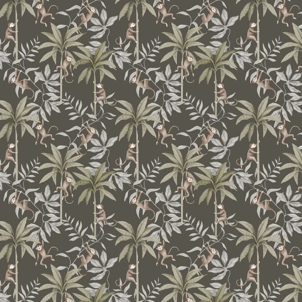 Jungle Friends Wallpaper - Charcoal - Boråstapeter - 6935 - Premier Wallcovering