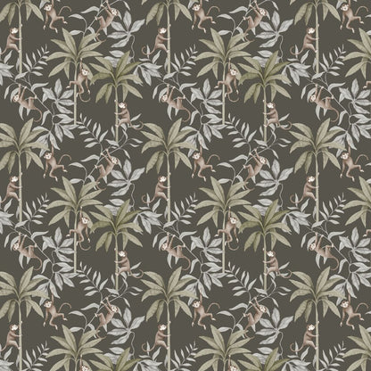 Jungle Friends Wallpaper - Charcoal - Boråstapeter - 6935 - Premier Wallcovering