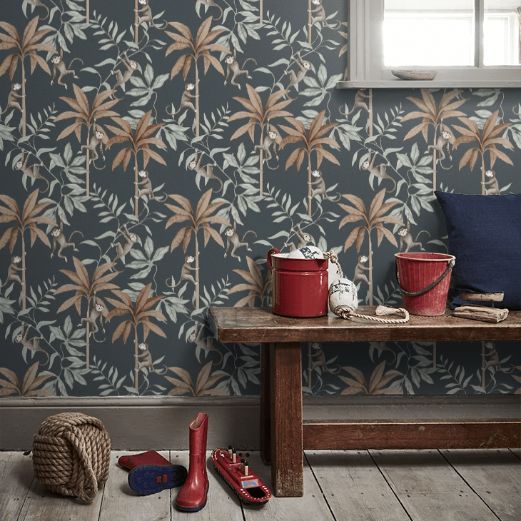 Jungle Friends Wallpaper - Navy - Boråstapeter - 6937 - Premier Wallcovering