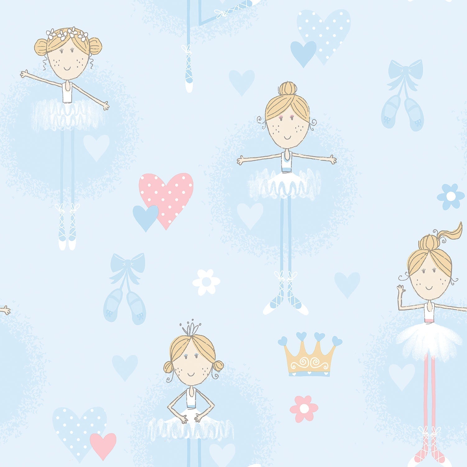 Just 4 Kids 2 Ballerina Wallpaper - Blue - Galerie - G56506 - Premier Wallcovering
