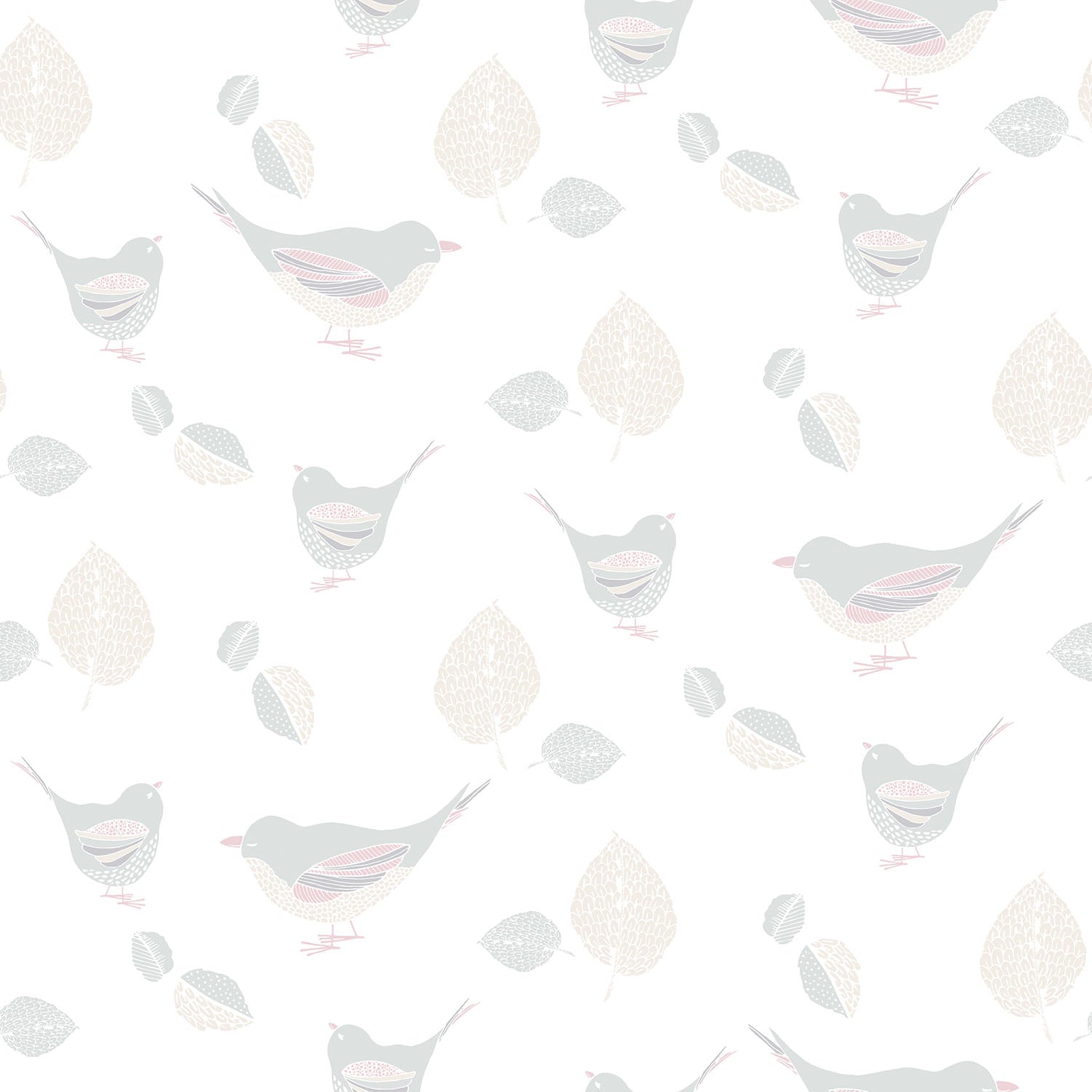 Just 4 Kids 2 Birds Wallpaper - Beige / Grey - Galerie - G56540 - Premier Wallcovering