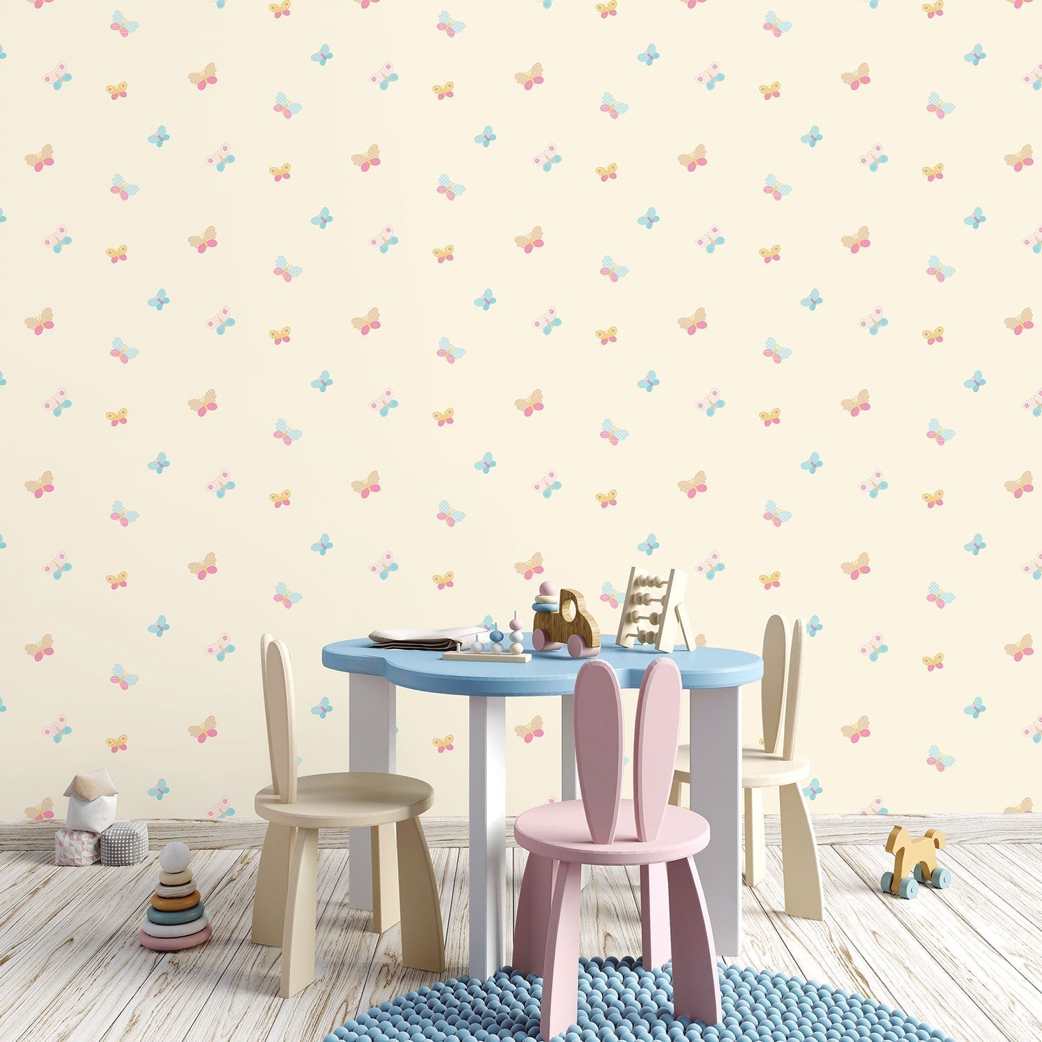 Just 4 Kids 2 Butterfly Wallpaper - Cream - Galerie - G56007 - Premier Wallcovering