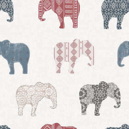 Just 4 Kids 2 Elephants Wallpaper - Red / Beige - Galerie - G56526 - Premier Wallcovering
