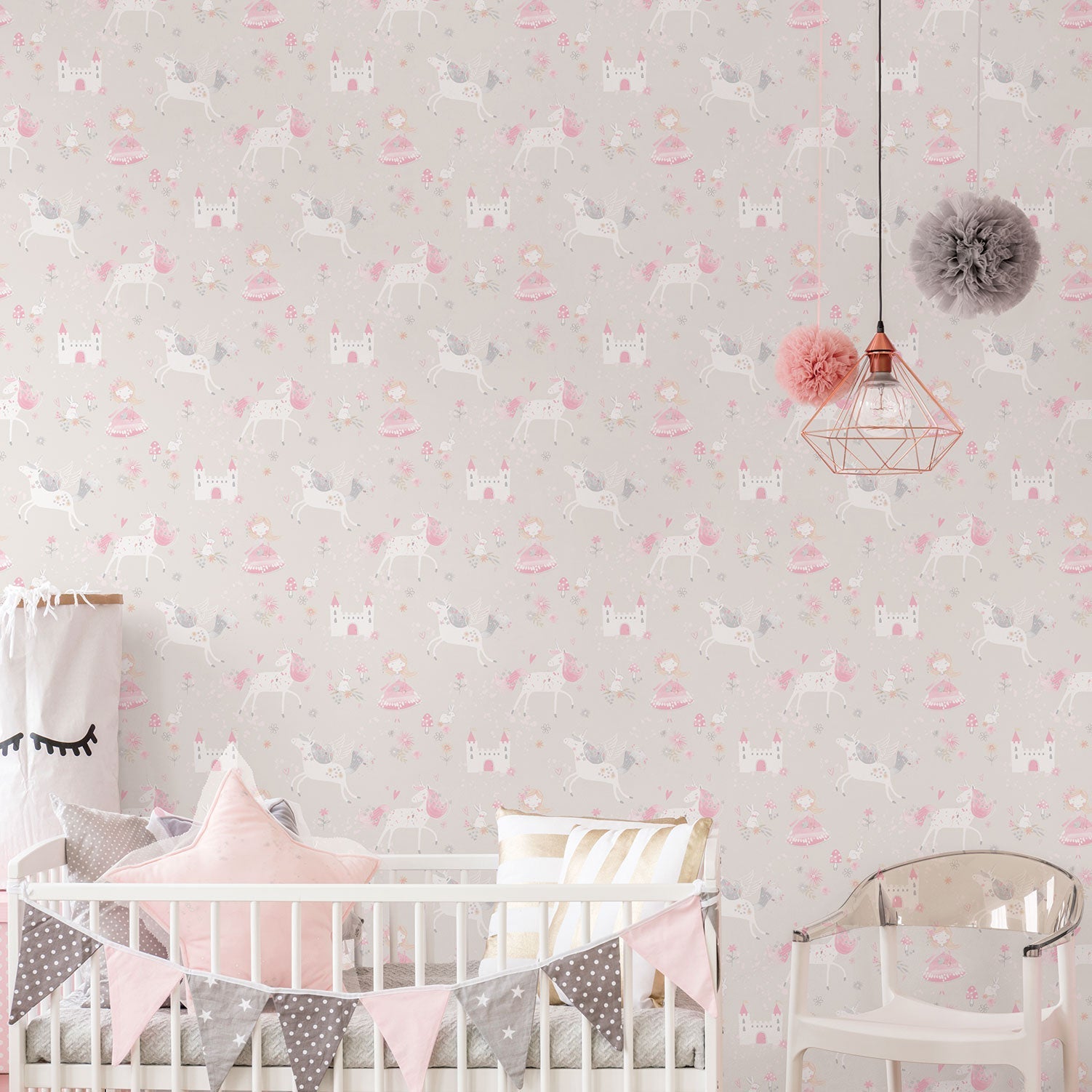 Just 4 Kids 2 Fairytale Wallpaper - Grey / Coral - Galerie - G56525 - Premier Wallcovering