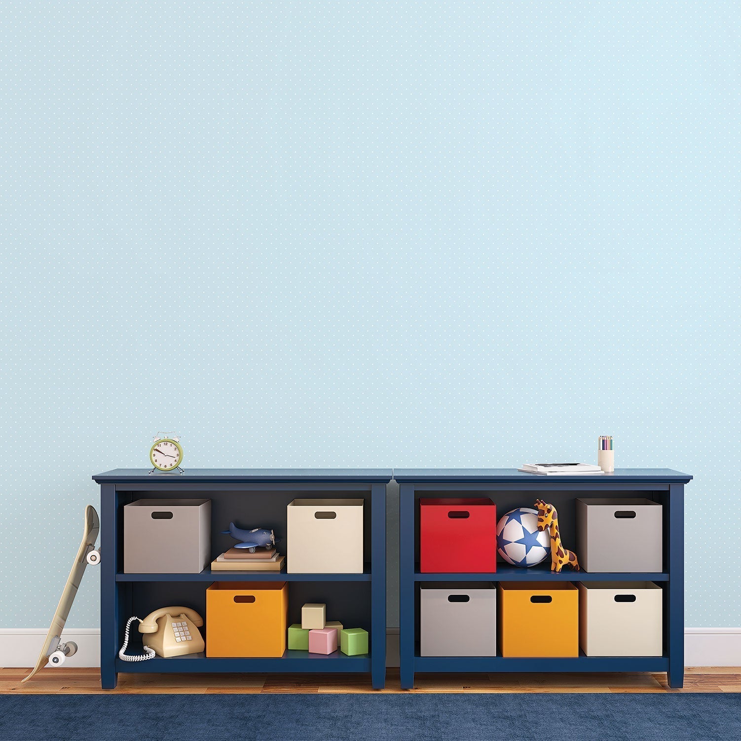 Just 4 Kids 2 Polka Dot Wallpaper - Blue - Galerie - G56050 - Premier Wallcovering